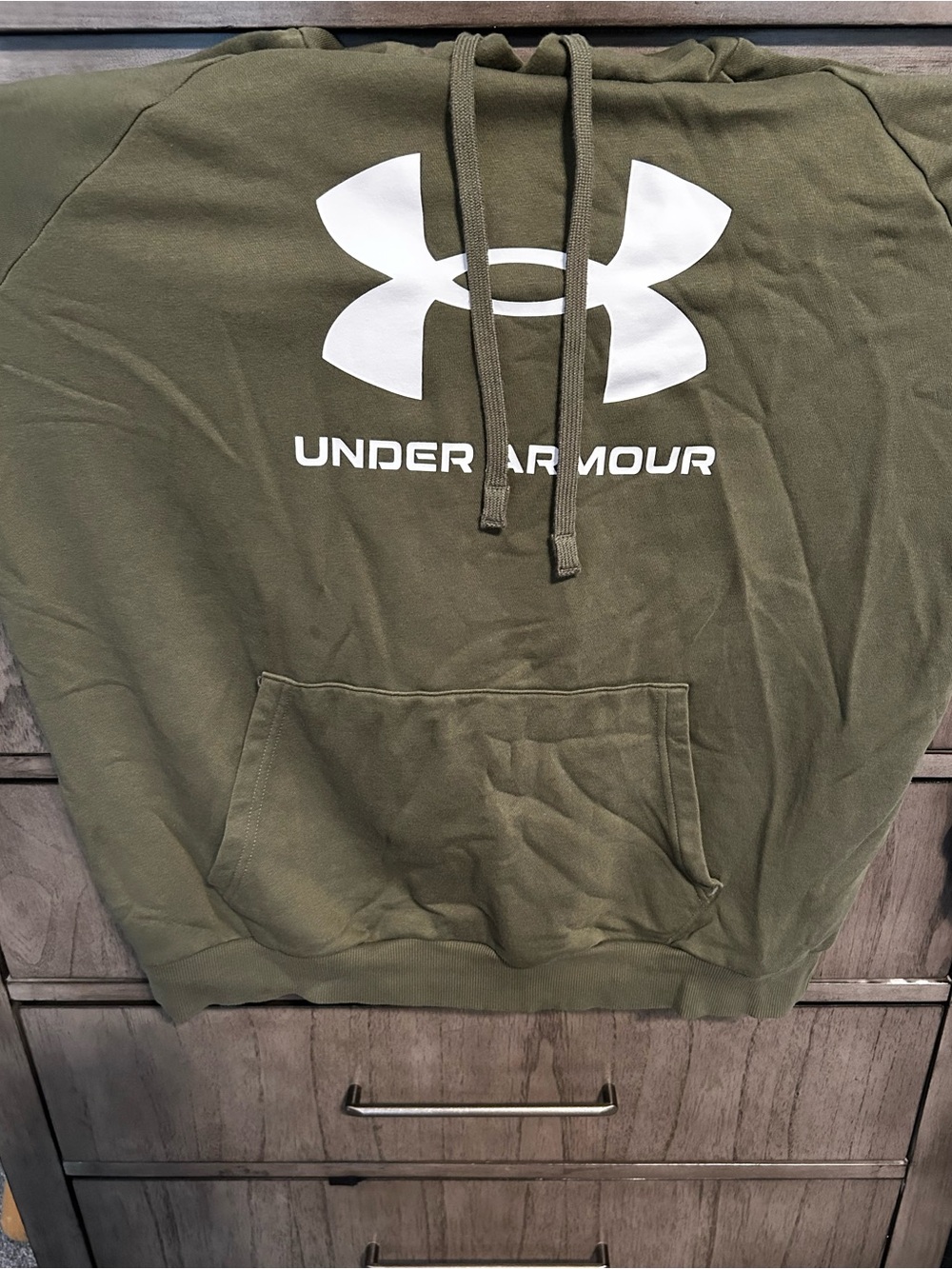 Under Armour Men’s Olive Green Crewneck Hoodie with White Logo
